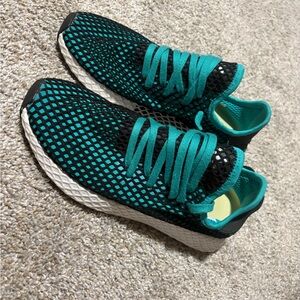 Adidas Turquoise and Black Mesh Sneakers